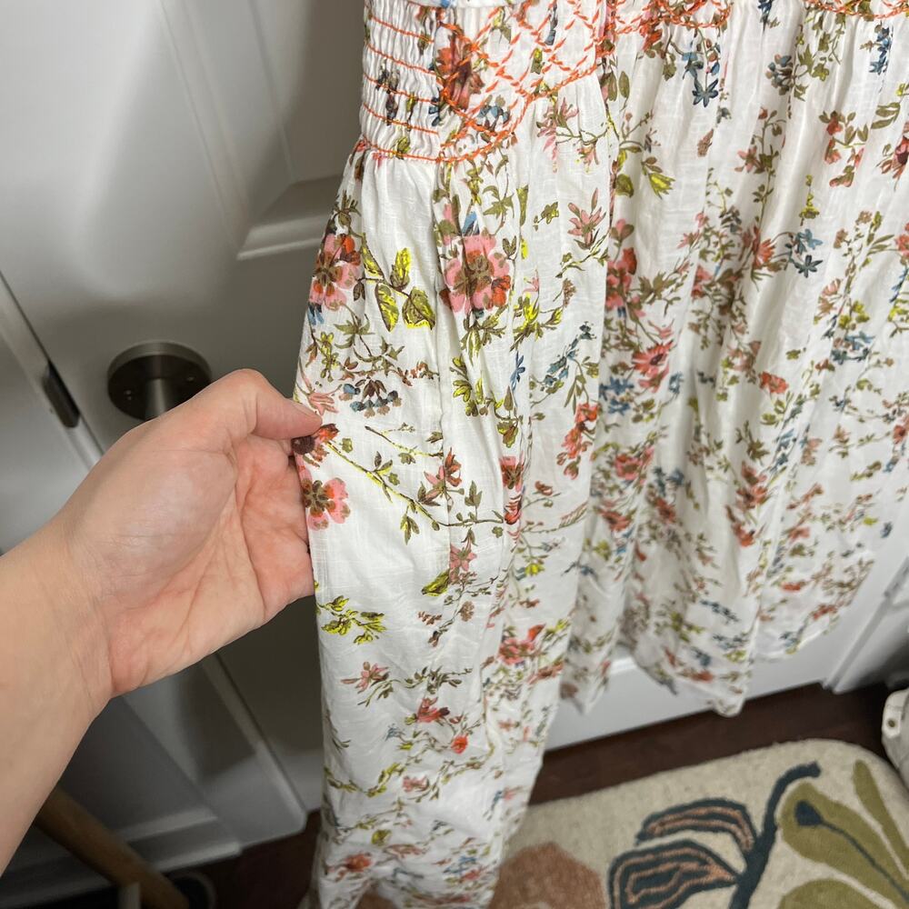 Anthropologie Floral Midi Dress - Cream and Red - Picture 9 of 11